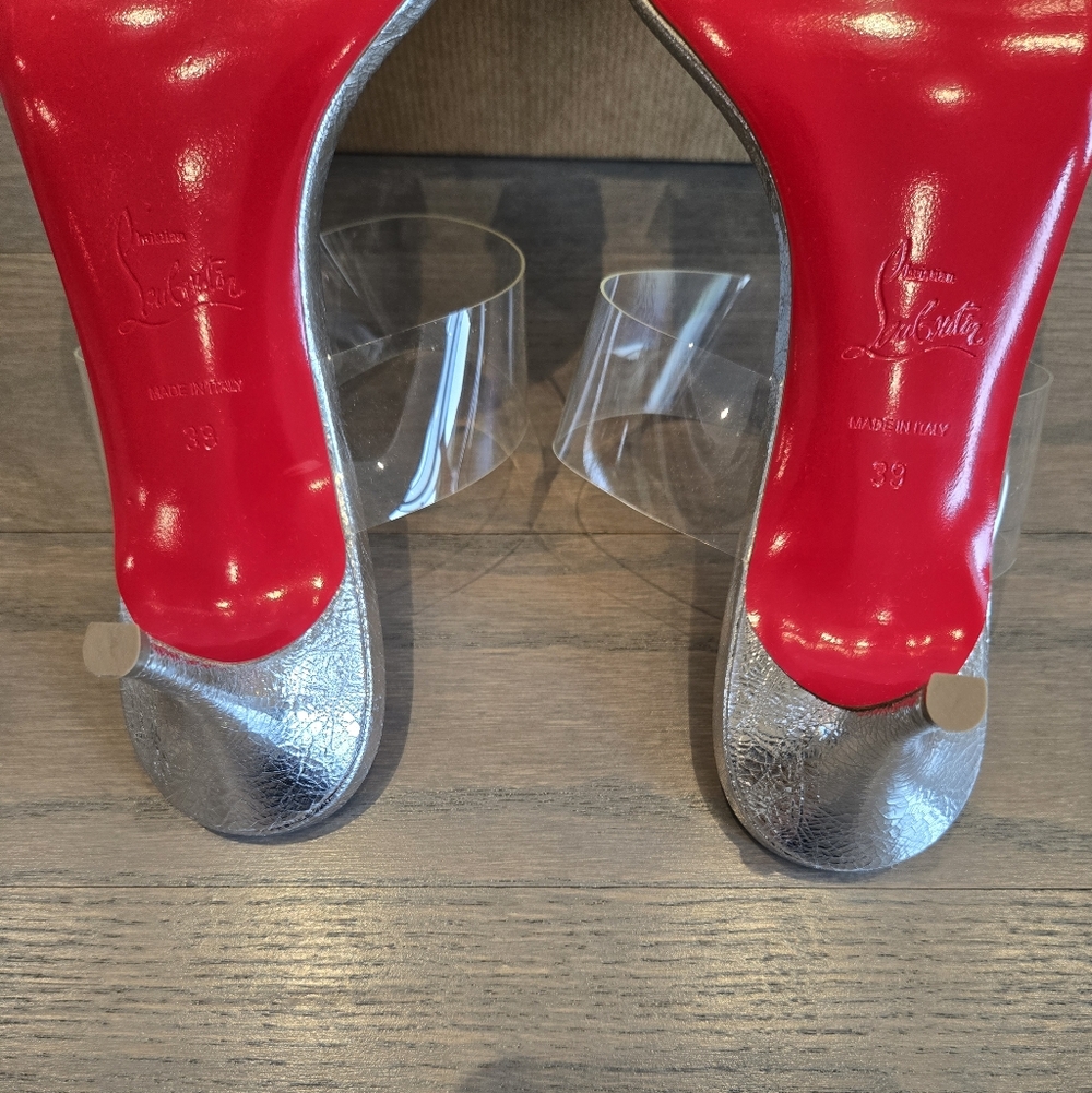 $845 Christian Louboutin Just Nothing 55mm Sandal Silver EU 39/38.5 US 9/8.5 NWT - Picture 9 of 12